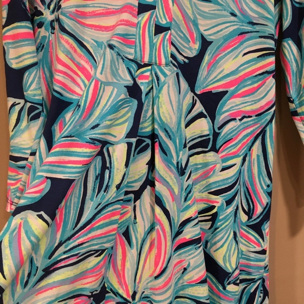 Lilly Pulitzer Pima Cotton 3/4 Sleeve High Tide Dancing Lady Amina Dress Large - Picture 5 of 12